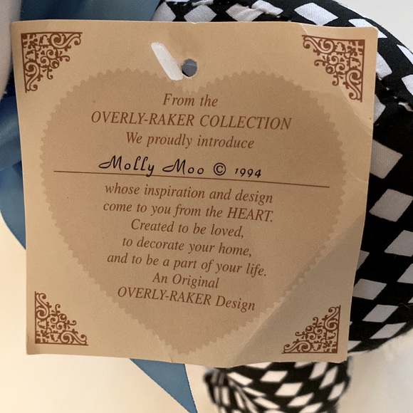 Overly Raker Molly Moo Stuffed Standing 1994 Cloth Black White Cow Collection - Picture 6 of 13